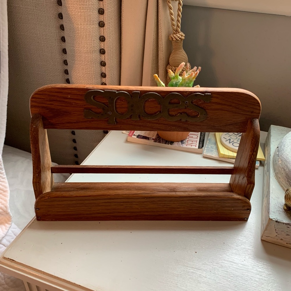 Vintage Wooden Wall Shelf Spice Rack